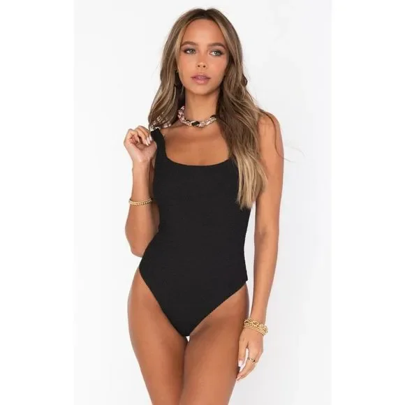 NWT Show Me Your Mumu The Scrunch One Piece Black Swimsuit Sz Small - Picture 2 of 10